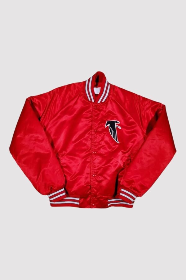 80s Atlanta Falcons Red Satin Bomber Jacket