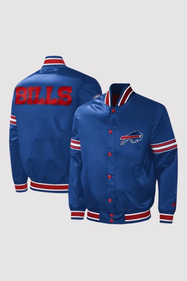Buffalo Bills Midfield Royal Satin Varsity Jacket - Image 2