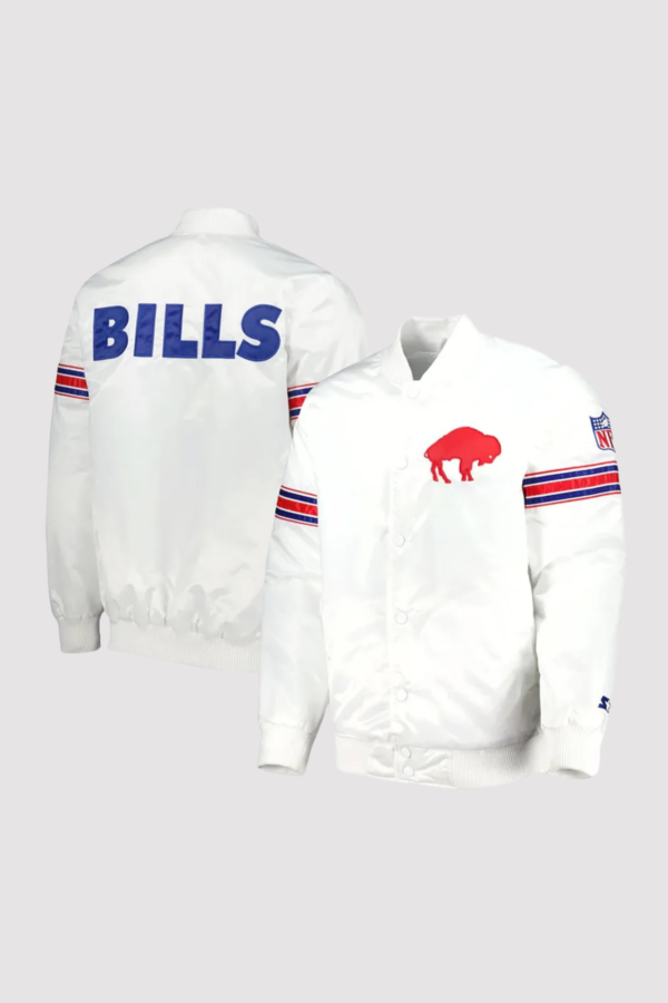 Buffalo Bills The Power Forward White Satin Varsity Jacket