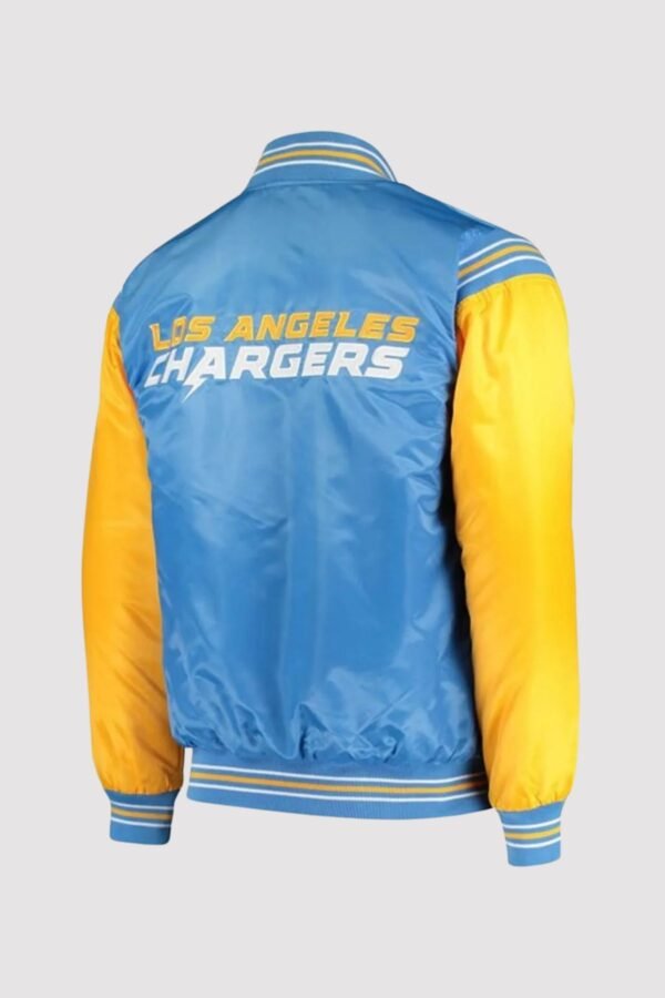 LA Chargers Light Blue and Yellow Satin Varsity Jacket