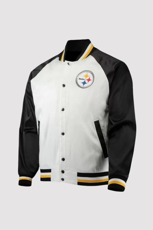 NFL Pittsburgh Steelers Black/White Satin Varsity Jacket