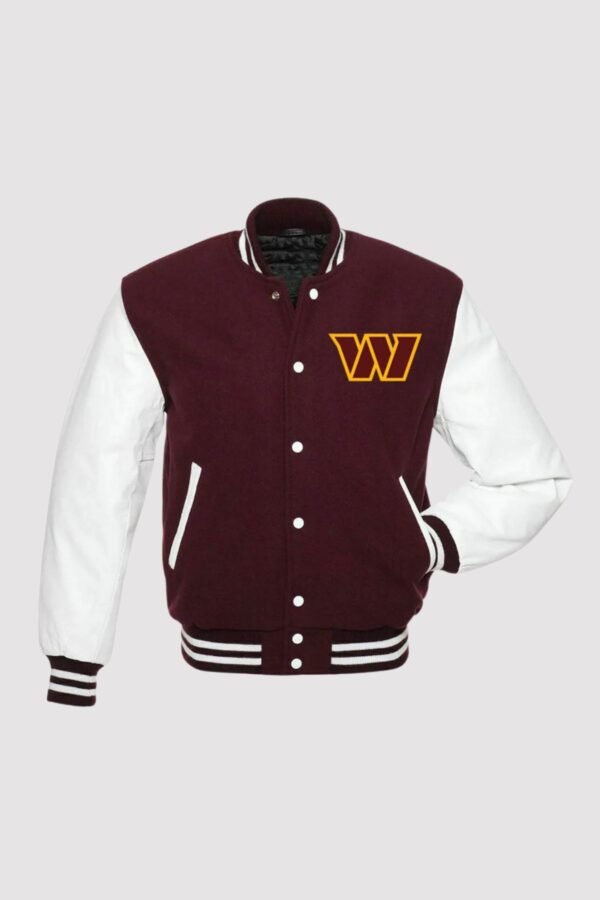 Washington Commanders Maroon and White Letterman Jacket