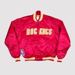 90s Houston Rockets Red Satin Varsity Jacket