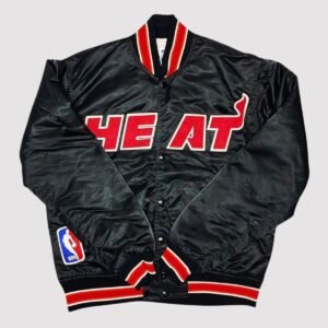 90s Miami Heat Black Satin Varsity Jacket