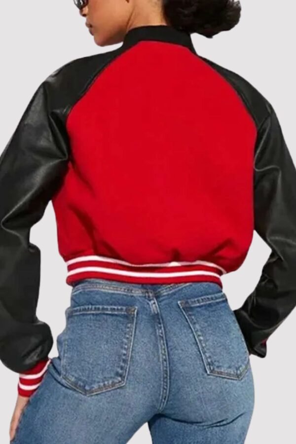 Chicago Bulls Cropped Red/Black Varsity Jacket - Image 2