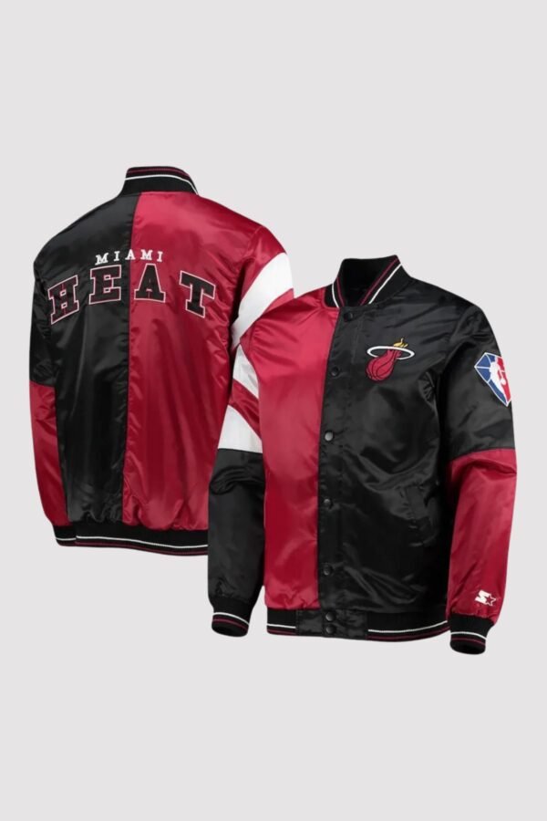 Miami Heat 75th Anniversary Leader Satin Varsity Jacket - Image 2