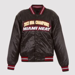 Miami Heat Black NBA Finals Champions Full-snap Varsity Jacket