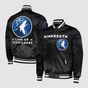 Minnesota Timberwolves 2024 City Edition Black Satin Varsity Jacket