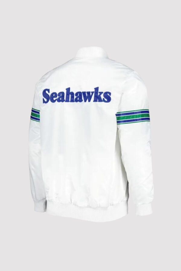 Seattle Seahawks The Power Forward White Satin Varsity Jacket