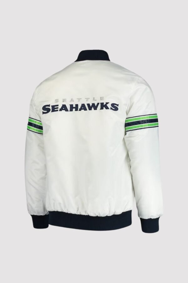Seattle Seahawks The Rookie White Satin Varsity Jacket
