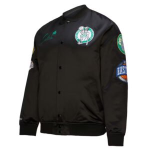 Men’s Black Boston Celtics Hardwood Classics Blackout Collection Satin Full-Zip Jacket