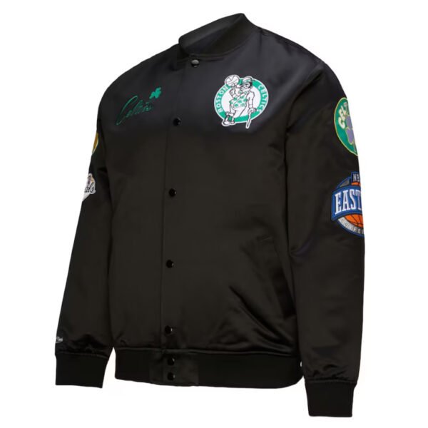 Men’s Black Boston Celtics Hardwood Classics Blackout Collection Satin Full-Zip Jacket