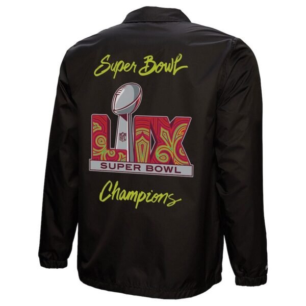Men’s Philadelphia Eagles Mitchell & Ness Black Super Bowl LIX Champions Full-Snap Coaches Jacket