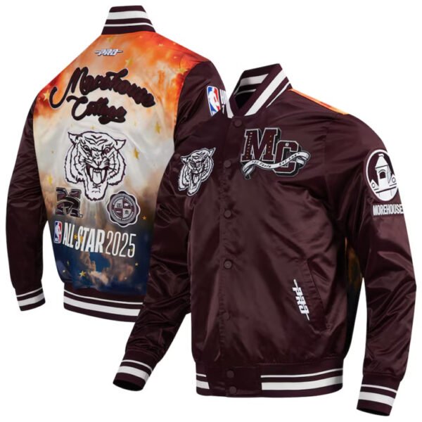 Men’s Pro Standard Wine All Star x HBCU Classic Full-Snap Satin Jacket - Image 2