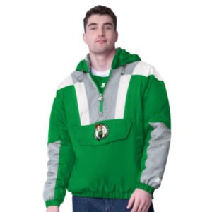 Men’s Starter Green Boston Celtics Charger Half-Zip Pullover Jacket
