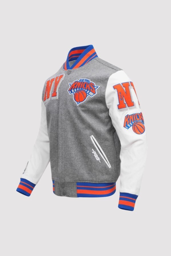 New York Knicks Mashup Wool and Leather Varsity Jacket - Image 3