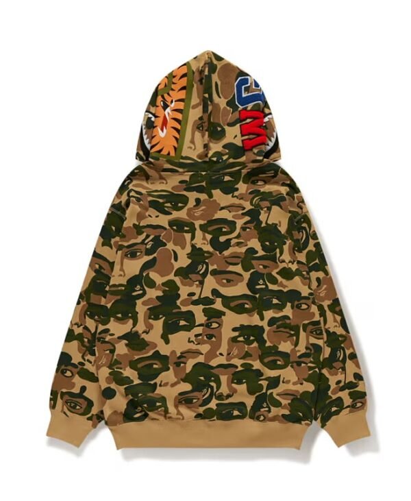 A Bathing Ape Bape X Kidsuper Camo Shark Full Zip Green Hoodie