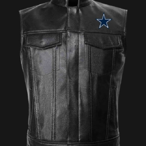 Outer Shell: Leather Inner Shell: Viscose Lining Color: Black Closure Type: YKK Branded Zipper With Button Style Closure. Collar: Round Neck collar. Pocket: Two side Chest Pockets and Two Side Handwarmer pockets.
