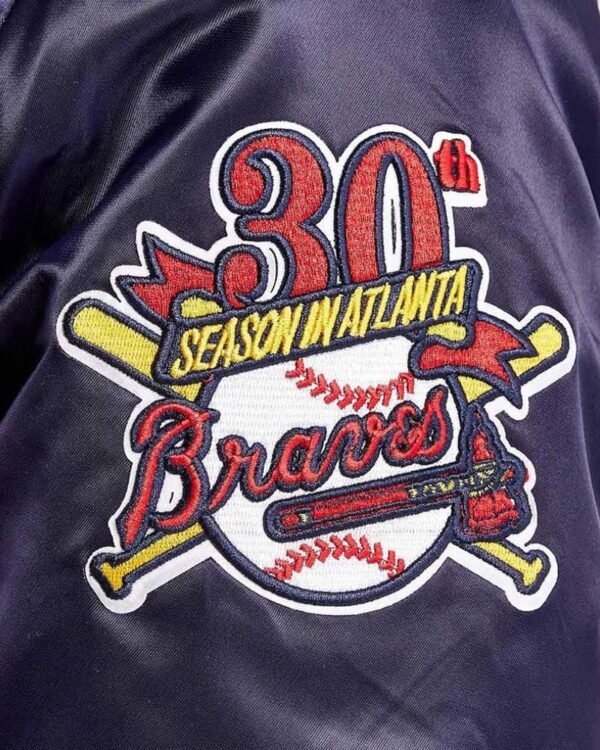 Atlanta Braves World Series Navy Varsity Satin Jacket - Image 3