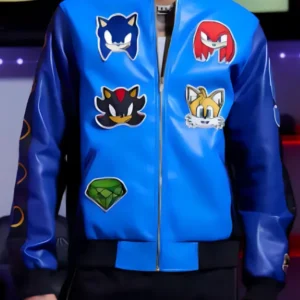 Sonic The Hedgehog Blue Leather Varsity Jacket