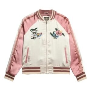Superdry Suikajan Pink Hawaii Print Bomber Jacket