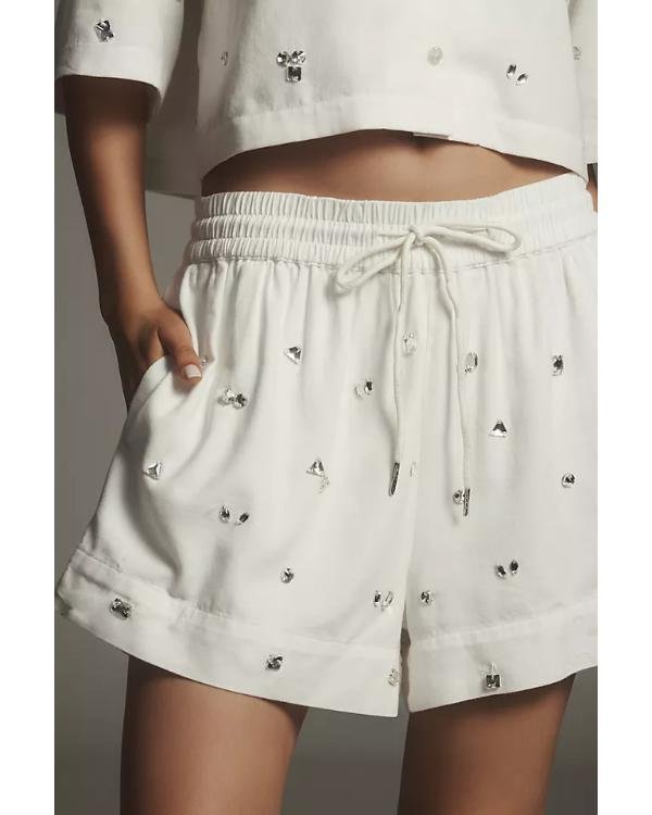 The Social 2025 Melissa Grelo White Crystal Embellished Shirt