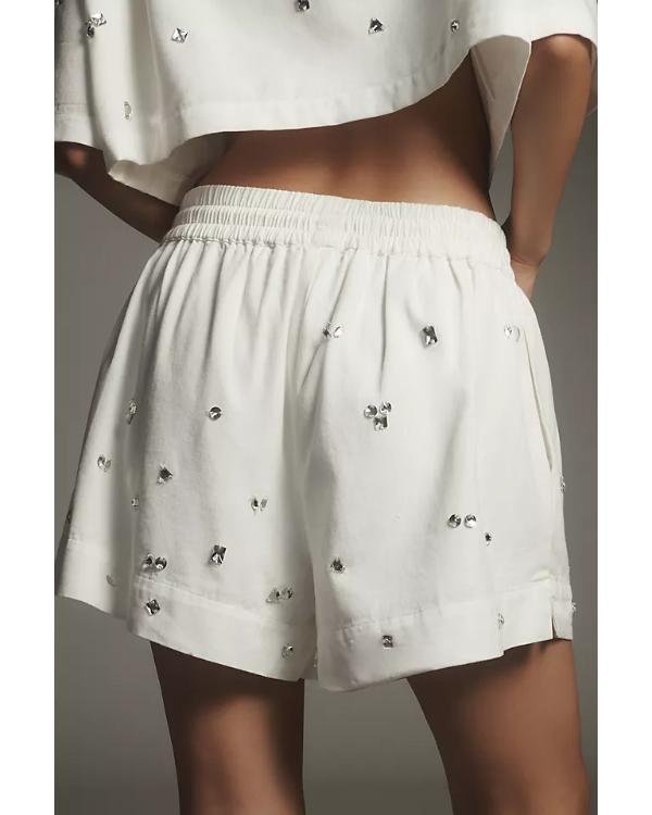 The Social 2025 Melissa Grelo White Crystal Embellished Shirt