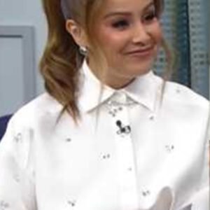 The Social 2025 Melissa Grelo White Crystal Embellished Shirt