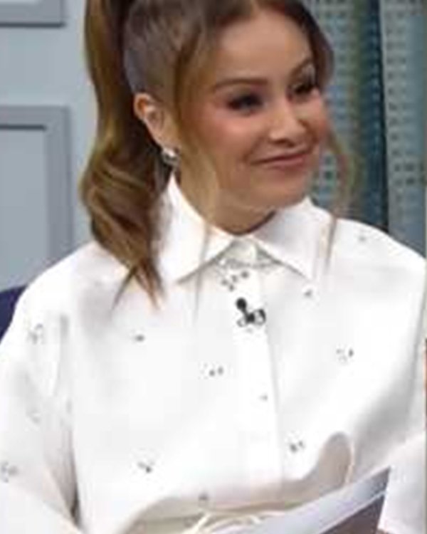 The Social 2025 Melissa Grelo White Crystal Embellished Shirt