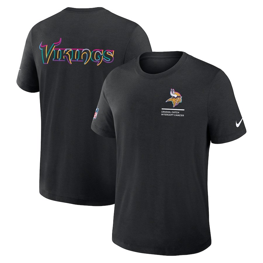 Minnesota Vikings Nike Black 2025 NFL Crucial Catch Tri-Blend Dri-FIT T-Shirt