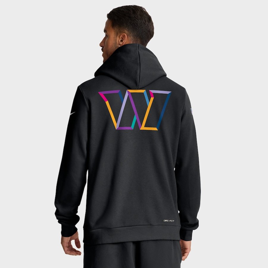 Washington Commanders Nike Black 2025 NFL Crucial Catch Sideline Standard Issue Dri-FIT Hoodie