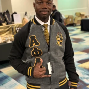 Alpha Phi Alpha Charcoal Grey Varsity Fleece Jacket