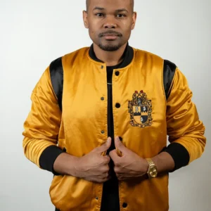 Alpha Phi Alpha Gold and Black Bomber Jacket