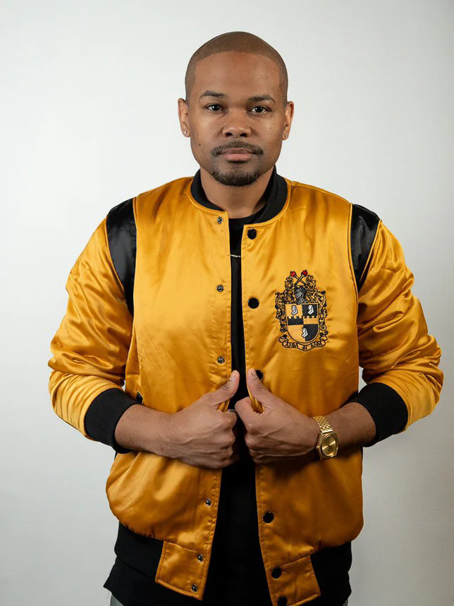 Alpha Phi Alpha Gold and Black Bomber Jacket