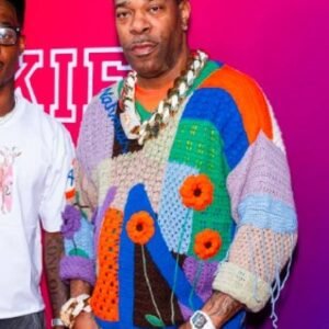 Busta Rhymes Crochet V-Neck Sweater
