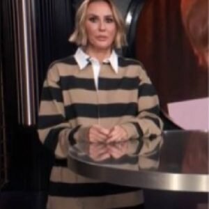 E! News Keltie Knight Beige and Black Striped Polo Mini Dress