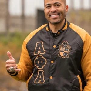 Discover the stylish Alpha Phi Alpha Bomber Jacket, perfect for showcasing your fraternity pride while staying warm and fashionable. Shop now!