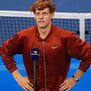 Jannik Sinner US Open 2025 Orange Nike Zipper Jacket