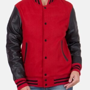 Womens Exclusive Red and Black Varsity Jacket Sale