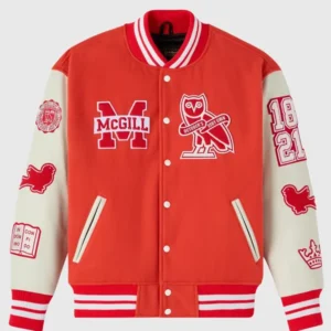 McGill University Montreal Unisex Red Varsity Jacket