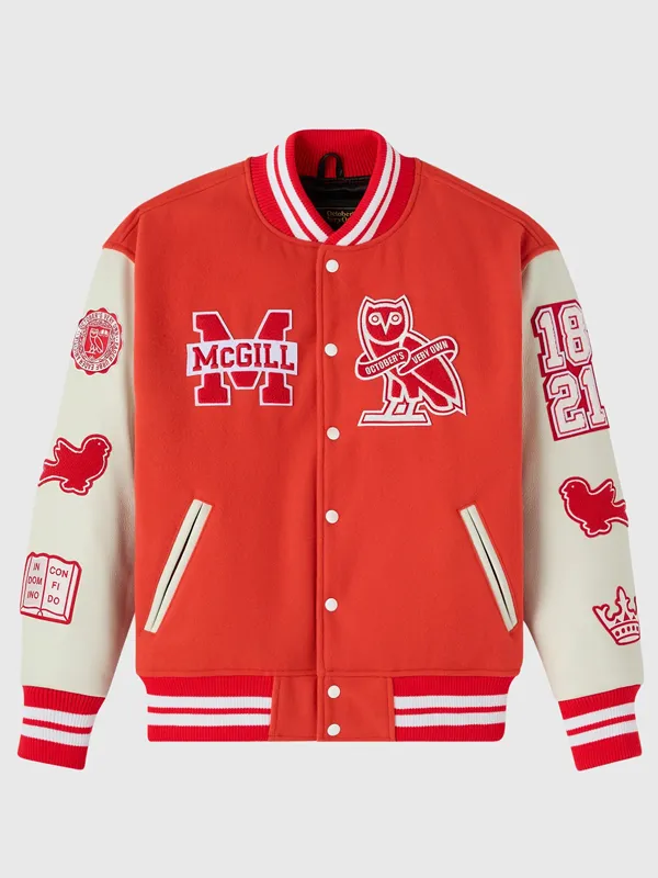 McGill University Montreal Unisex Red Varsity Jacket