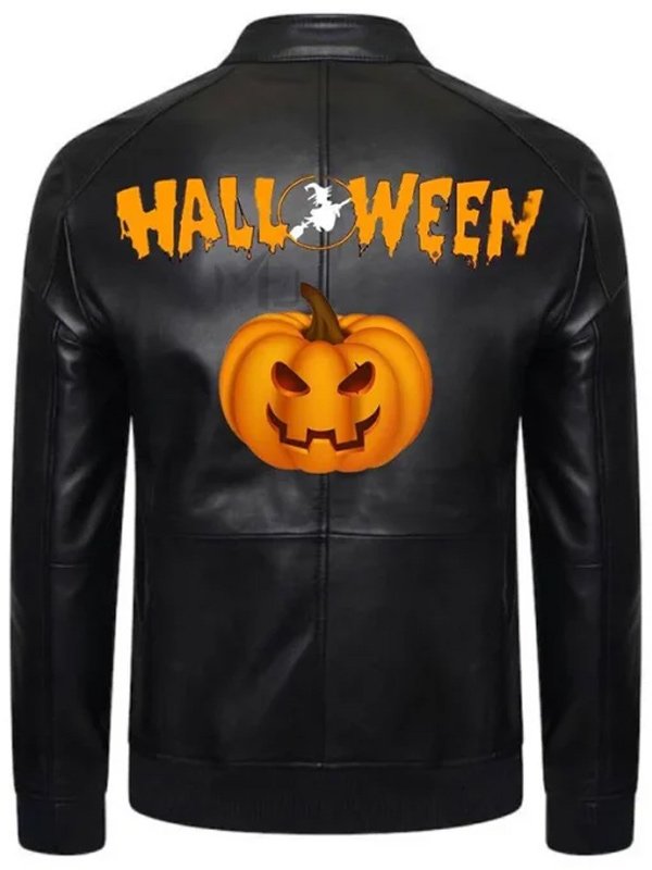 Halloween Black Leather Motorcycle Jacket