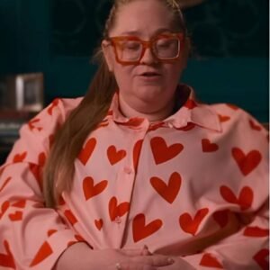 The Inheritance S01 Hannah Pink & Red Heart Print Blouse