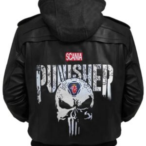 Punisher Black Hooded Bomber Jacket