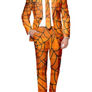 Orange Spider Web Printed Suit