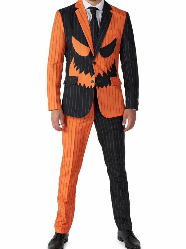 Orange and Black Halloween Pinstripe Suit