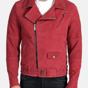 Mens Burgendy Red Suede Leather Jacket Sale