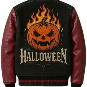 Halloween Fiery Pumpkin Varsity Jacket