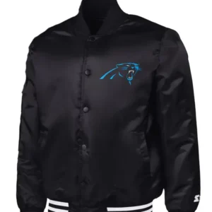 NFL Carolina Panthers Black Satin Varsity Jacket