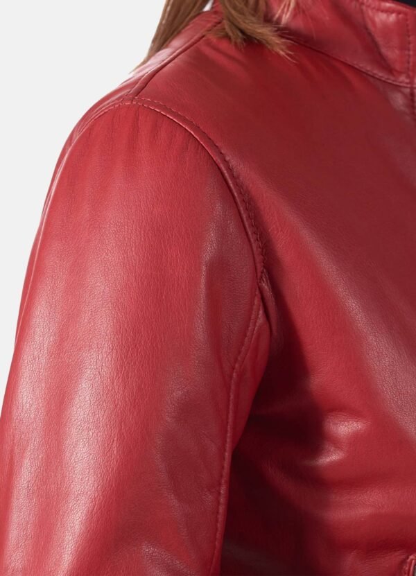 Womens Soft Red Bomber Leather Jacket Sale